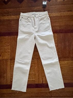 Re/Done White High-Rise Stovepipe Cropped Jeans